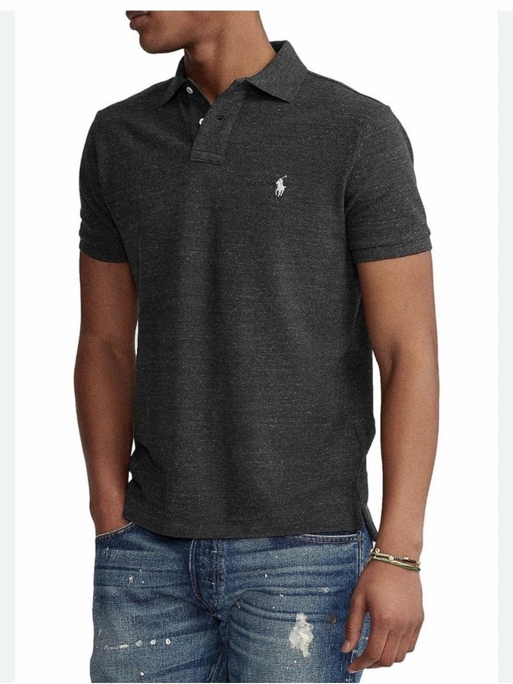 Polo by Ralph Lauren Men's Dark Charcoal Polo with White Pony